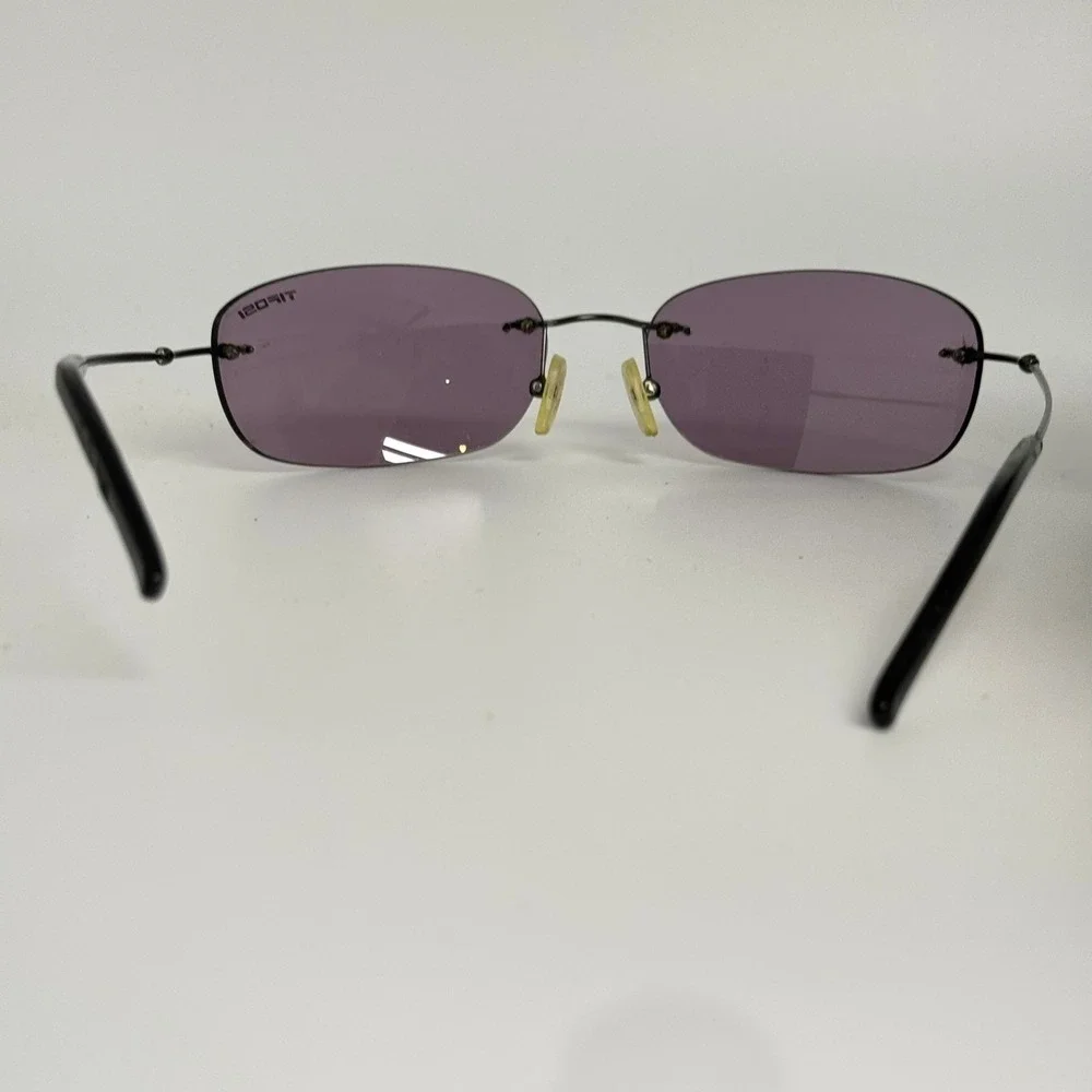Tifosi Fade T-F830 Rimless Sunglasses Purple Tint Lens Sport Wrap Metallic Frame